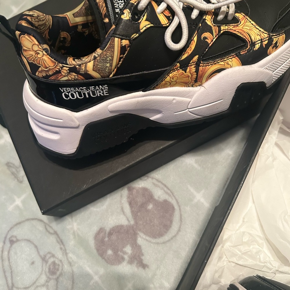 Versace Jeans Couture Black and Gold Sneakers